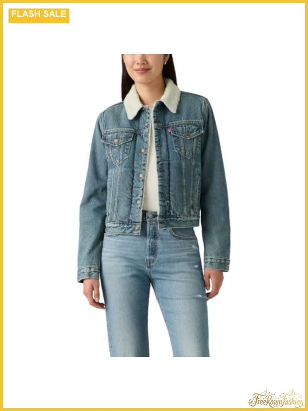 Sherpa Lined Denim Trucker Jacket Heavyweight Cotton
